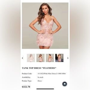 Pink feather dress nwt